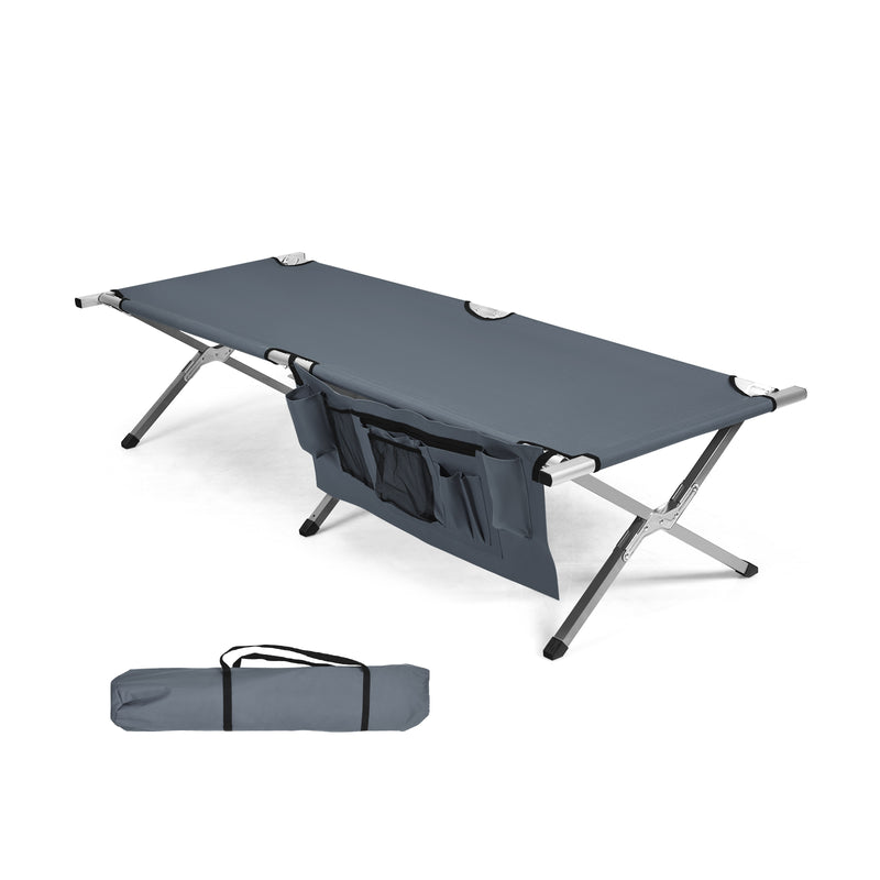 Folding Camping Cot Heavy-duty Camp Bed with Carry Bag-Gray