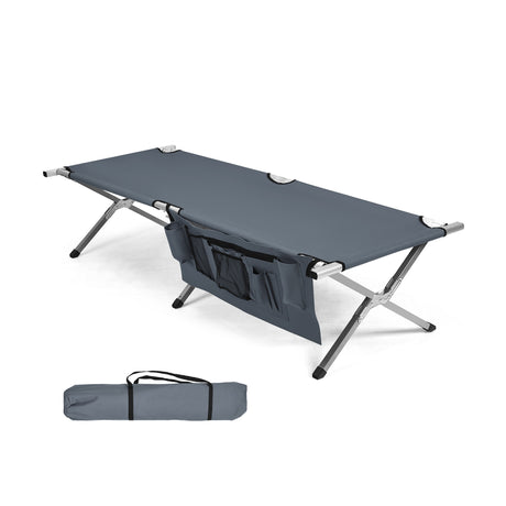 Folding Camping Cot Heavy-duty Camp Bed with Carry Bag-Gray