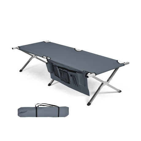 Folding Camping Cot Heavy-duty Camp Bed with Carry Bag-Gray