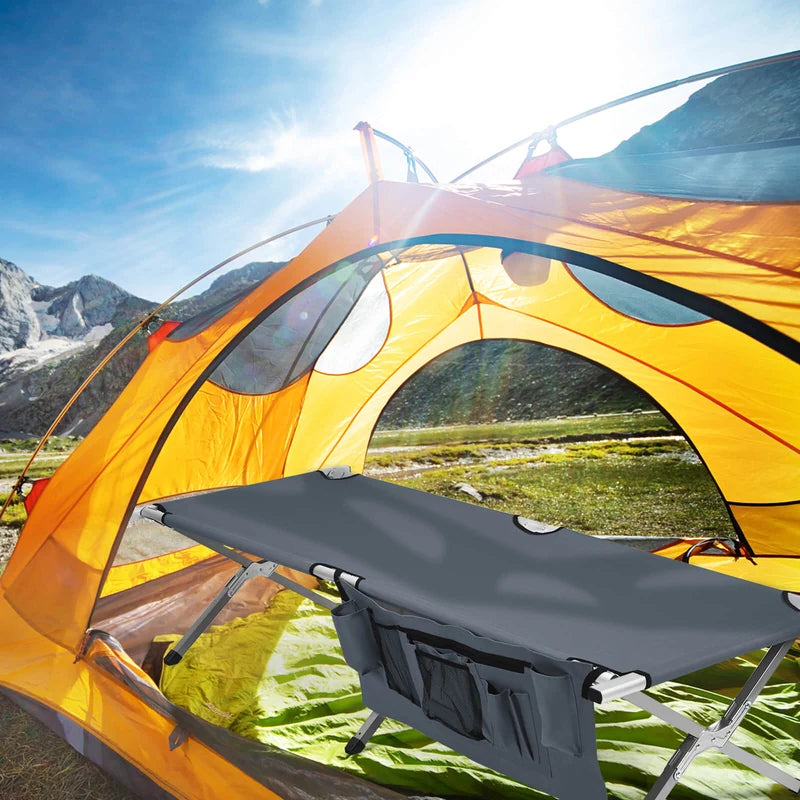 Folding Camping Cot Heavy-duty Camp Bed with Carry Bag-Gray
