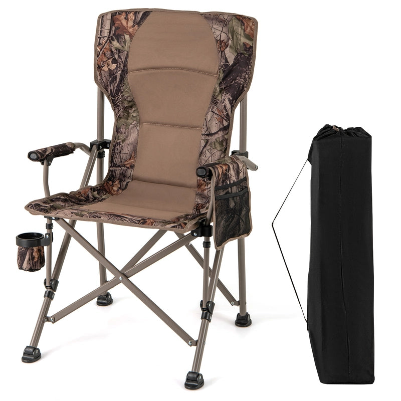 Folding Camping Chair with Armrests and Cup Holder for Fishing Hunting