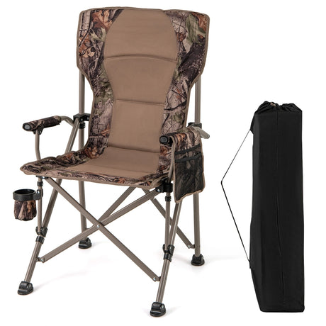 Folding Camping Chair with Armrests and Cup Holder for Fishing Hunting