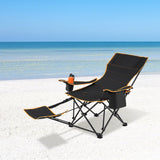 Folding Camping Chair with Footrest Camping Lounge Chair with Carry Bag-Black
