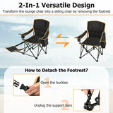 Folding Camping Chair with Footrest Camping Lounge Chair with Carry Bag-Black