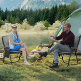 Folding Camping Chairs Set of 2 with Detachable Cushion and Side Pocket-Grey