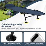 Folding Camping Cot with Detachable Mattress and Adjustable Backrest-Navy