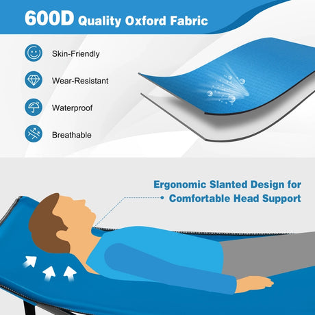 Wide Foldable Camping Cot with Carry Bag-Blue