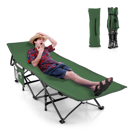 Camping bed Heavy-duty travel bed with headrest 190 x 70 x 54 cm Green