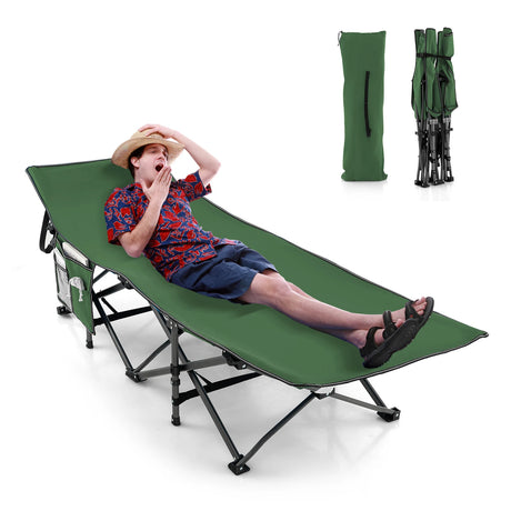 Camping bed Heavy-duty travel bed with headrest 190 x 70 x 54 cm Green