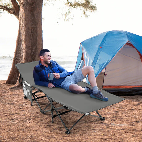Foldable Camping Bed Heavy Duty Travel Bed 190 x 70 x 54 cm Grey