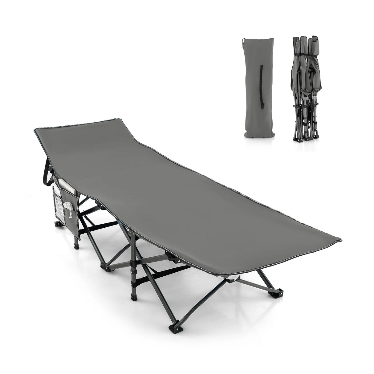 Foldable Camping Bed Heavy Duty Travel Bed 190 x 70 x 54 cm Grey