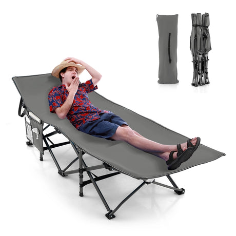 Foldable Camping Bed Heavy Duty Travel Bed 190 x 70 x 54 cm Grey