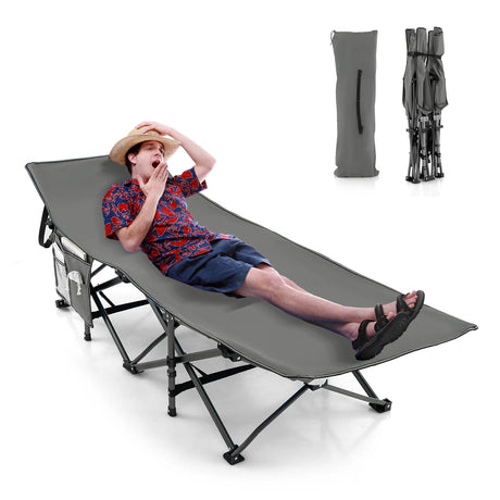Foldable Camping Bed Heavy Duty Travel Bed 190 x 70 x 54 cm Grey