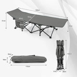 Foldable Camping Bed Heavy Duty Travel Bed 190 x 70 x 54 cm Grey