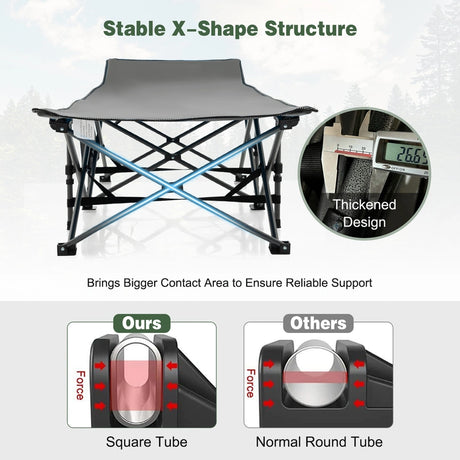 Foldable Camping Bed Heavy Duty Travel Bed 190 x 70 x 54 cm Grey