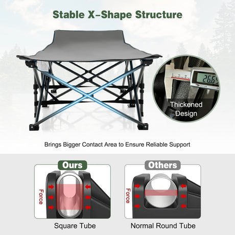 Foldable Camping Bed Heavy Duty Travel Bed 190 x 70 x 54 cm Grey