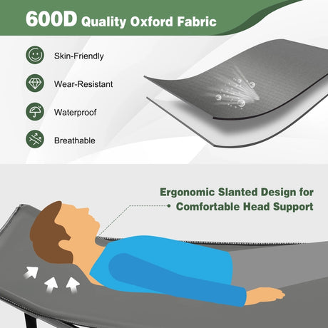 Foldable Camping Bed Heavy Duty Travel Bed 190 x 70 x 54 cm Grey