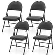 2/4 Pack Folding Chairs Padded Party Chairs with Metal Frame-Black-4 pieces