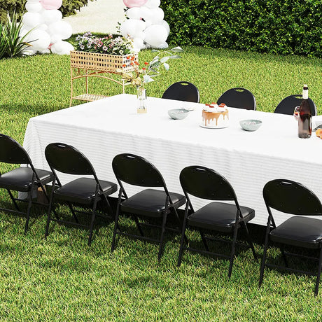 2/4 Pack Folding Chairs Padded Party Chairs with Metal Frame-Black-4 pieces