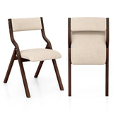 Folding Dining Chair Set of 2 with Solid Wood Frame and Padded Seat-Coffee