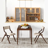 Folding Dining Chair Set of 2 with Solid Wood Frame and Padded Seat-Coffee