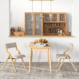 Folding Dining Chair Set of 2 with Solid Wood Frame and Padded Seat-Grey