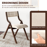 Folding Dining Chair Set of 2 with Solid Wood Frame and Padded Seat-Coffee
