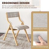 Folding Dining Chair Set of 2 with Solid Wood Frame and Padded Seat-Grey