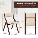 Folding Dining Chair Set of 2 with Solid Wood Frame and Padded Seat-Coffee