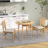 Folding Dining Chairs Set of 2 Upholstered Kitchen Chairs with Padded Seat-Beige