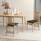 Folding Dining Chairs Set of 2 Upholstered Kitchen Chairs with Padded Seat-Black