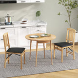 Folding Dining Chairs Set of 2 Upholstered Kitchen Chairs with Padded Seat-Black