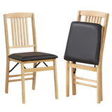 Folding Dining Chairs Set of 2 Upholstered Kitchen Chairs with Padded Seat-Black