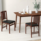 Set of 2 Foldable Upholstered Kitchen Chairs with Padded Seat-Brown