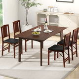 Set of 2 Foldable Upholstered Kitchen Chairs with Padded Seat-Brown