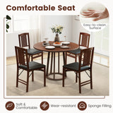 Set of 2 Foldable Upholstered Kitchen Chairs with Padded Seat-Brown