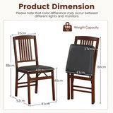 Set of 2 Foldable Upholstered Kitchen Chairs with Padded Seat-Brown