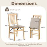 Folding Dining Chairs Set of 2 Upholstered Kitchen Chairs with Padded Seat-Beige