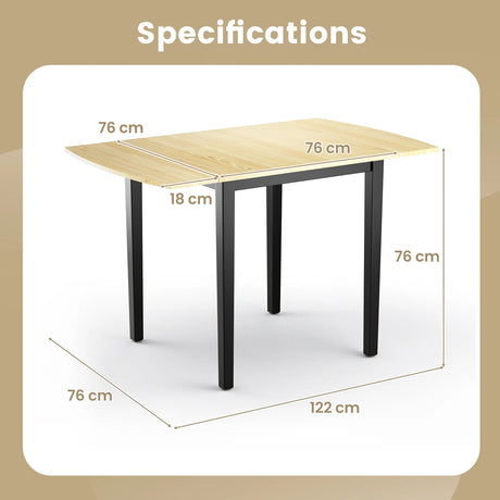 Folding Dining Table Drop Leaf Tables with Solid Wood Legs