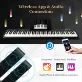 88-Key Folding Electric Piano Keyboard with Full-Size Lighted Key-Black