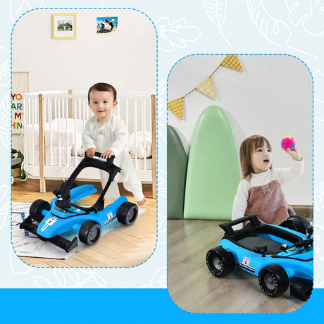 4-in-1 Baby Push Walker with Adjustable Height and Speed-Blue