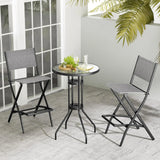Folding Outdoor Bar Chair Set of 4 with Metal Frame and Footrest-Grey