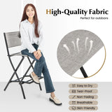 Folding Outdoor Bar Chair Set of 4 with Metal Frame and Footrest-Grey