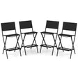 Outdoor Folding Bar Height Stool Set of 4 with Metal Frame and Footrest-Black