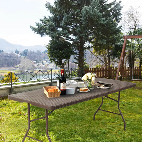 6 Feet Portable Folding Rattan Table
