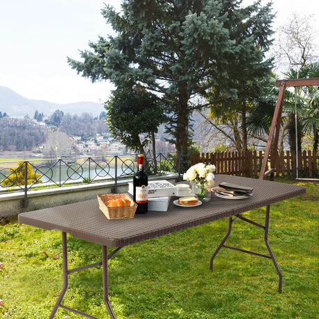 6 Feet Portable Folding Rattan Table