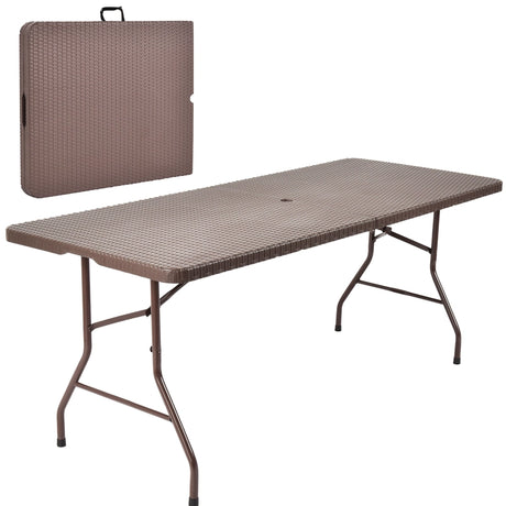 6 Feet Portable Folding Rattan Table