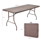 6 Feet Portable Folding Rattan Table