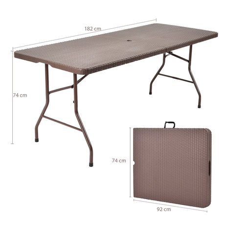 6 Feet Portable Folding Rattan Table