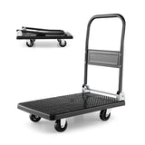Folding Push Cart Dolly with Swivel Wheels and Non-Slip Loading Area-28 x 19 inches